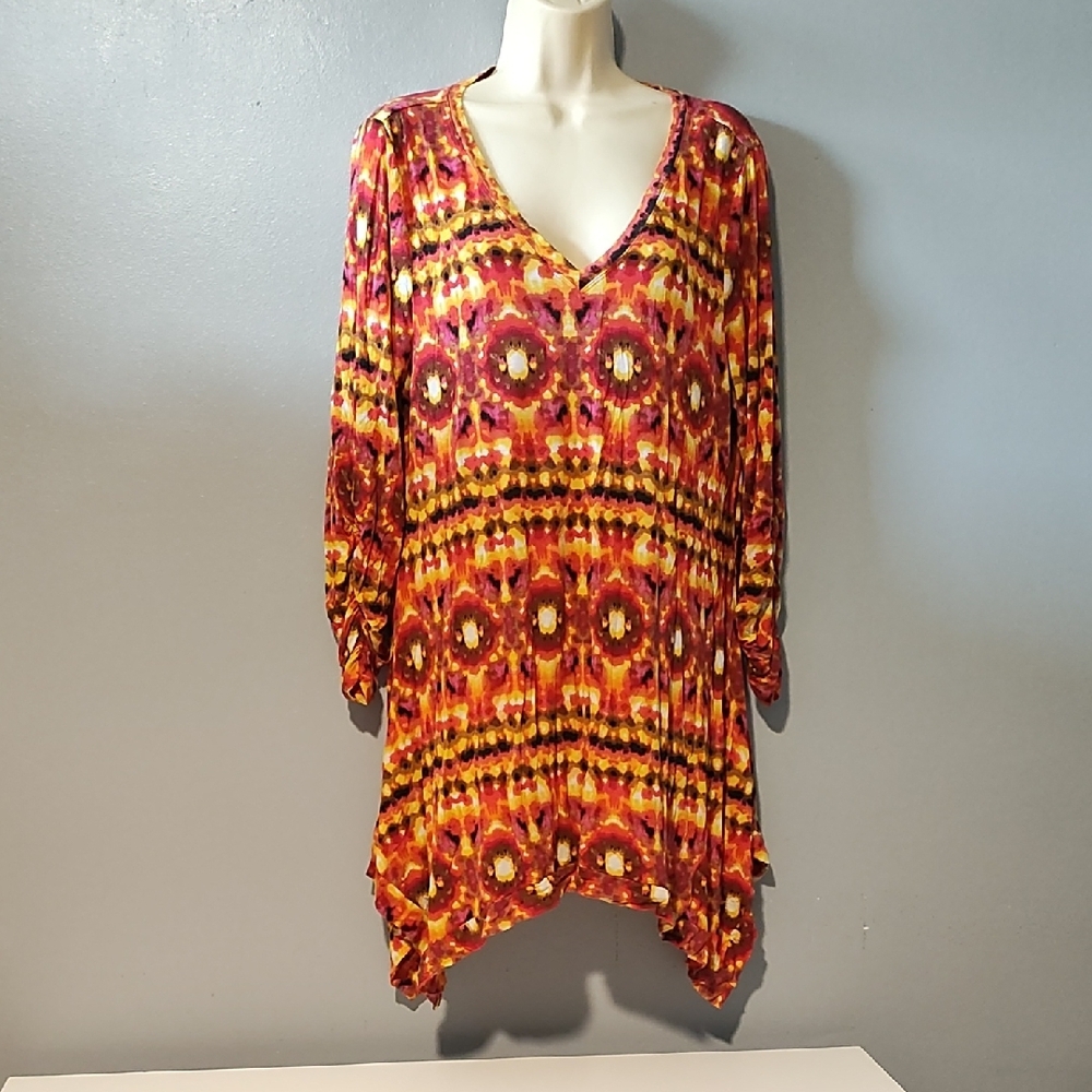 Grace Elements Vibrant Multicolor V-Neck Tunic - image 6